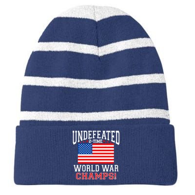 Undefeated 2-Time World War Champs Striped Beanie with Solid Band