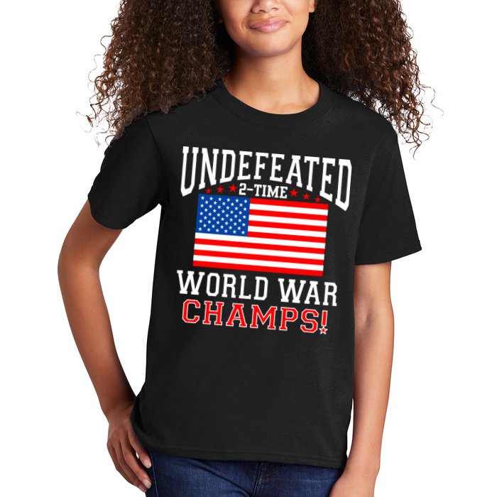 Undefeated 2-Time World War Champs Kids T-Shirt