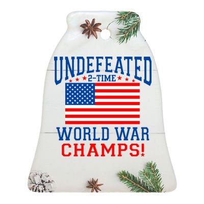 Undefeated 2-Time World War Champs Ceramic Bell Ornament