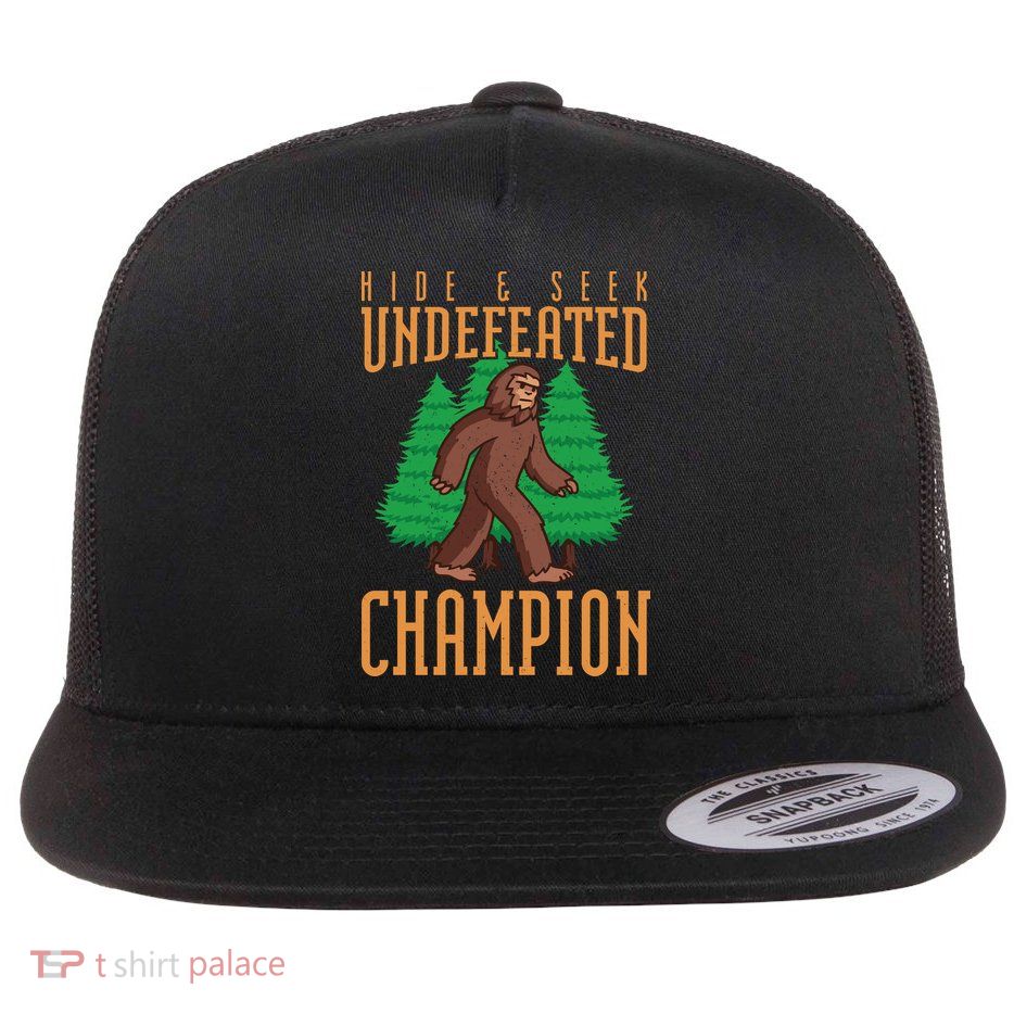 Undefeated Hide & Seek Champion Bigfoot Flat Bill Trucker Hat