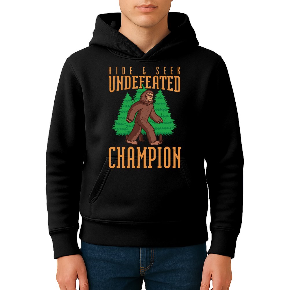 Undefeated Hide & Seek Champion Bigfoot Kids Hoodie