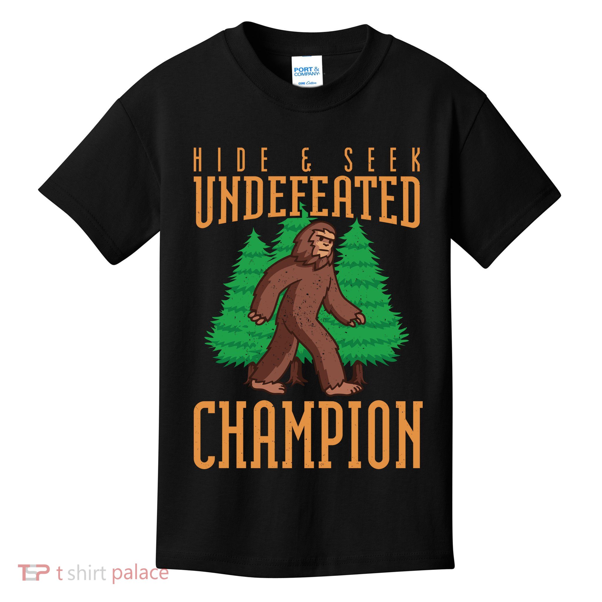 Undefeated Hide & Seek Champion Bigfoot Kids T-Shirt