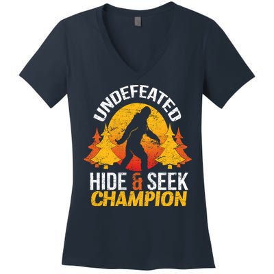 Undefeated Hide And Seek Champion Bigfoot Women's V-Neck T-Shirt