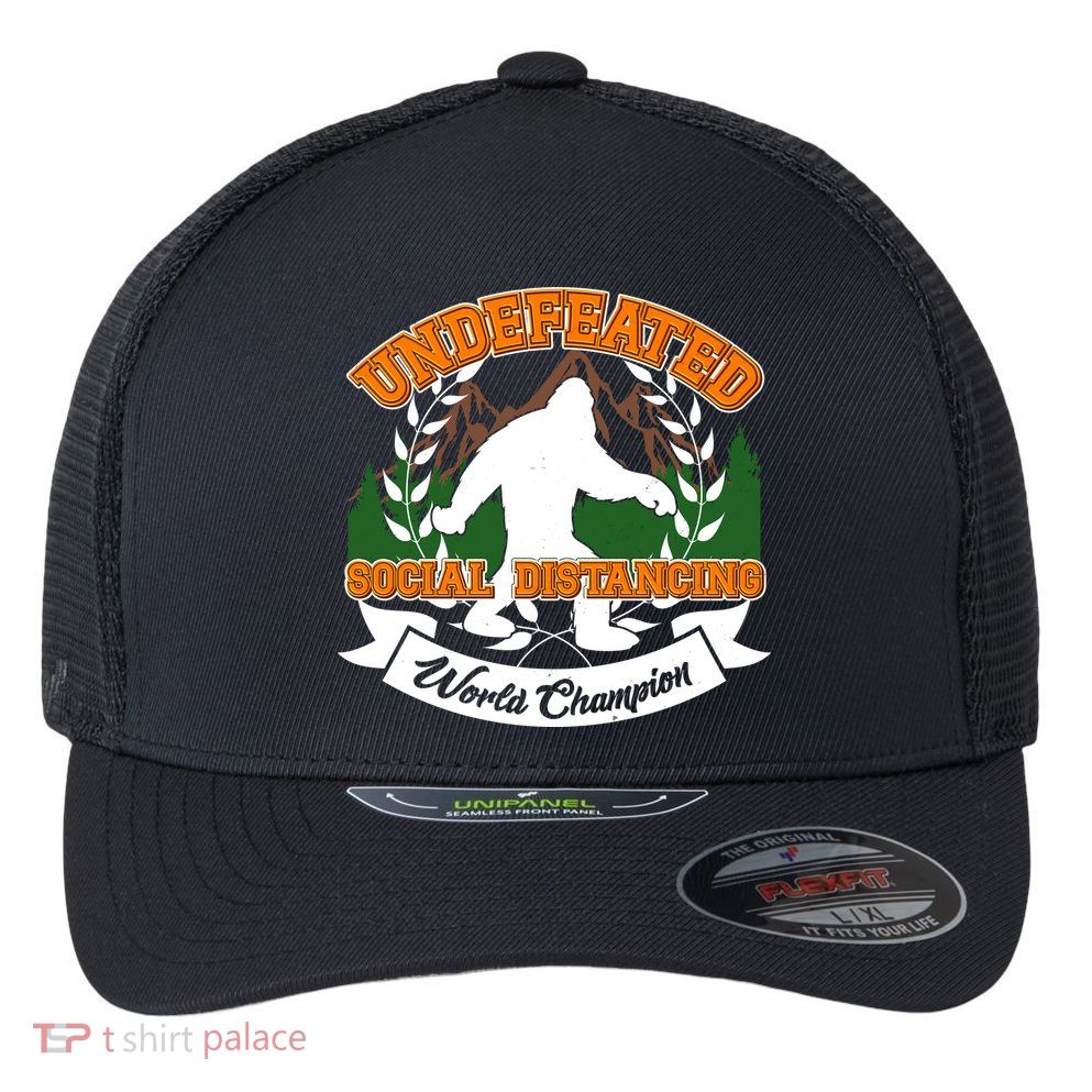 Undefeated Sasquatch Social Distancing Bigfoot Flexfit Unipanel Trucker Cap