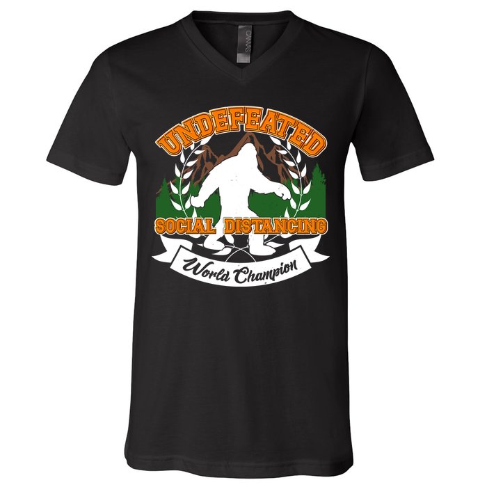 Undefeated Sasquatch Social Distancing Bigfoot V-Neck T-Shirt
