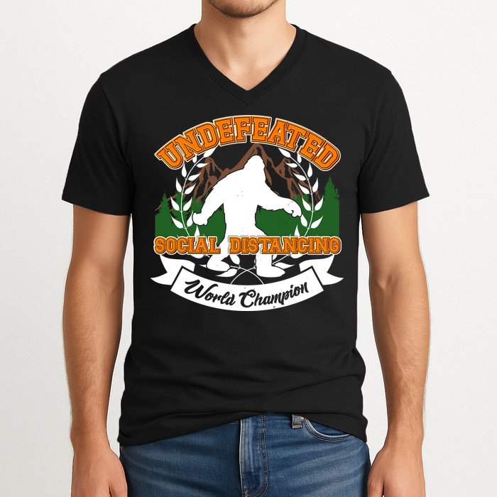 Undefeated Sasquatch Social Distancing Bigfoot V-Neck T-Shirt