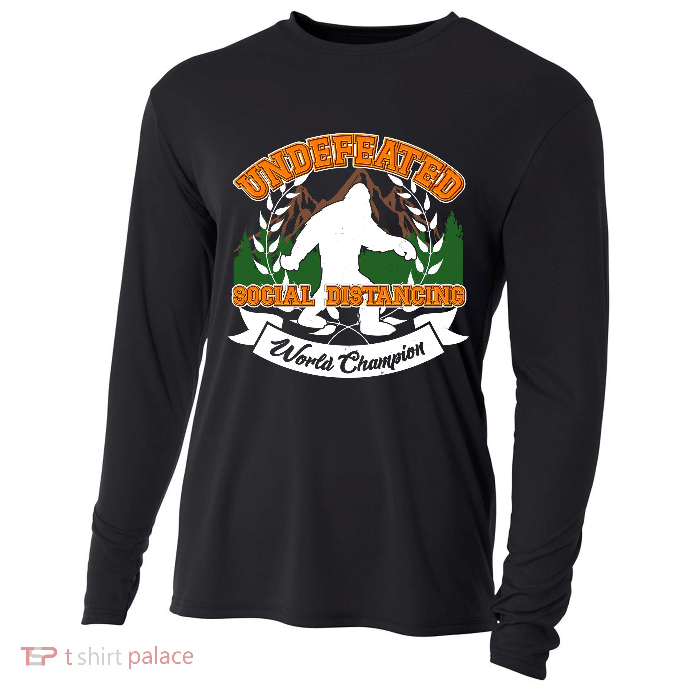 Undefeated Sasquatch Social Distancing Bigfoot Cooling Performance Long Sleeve Crew