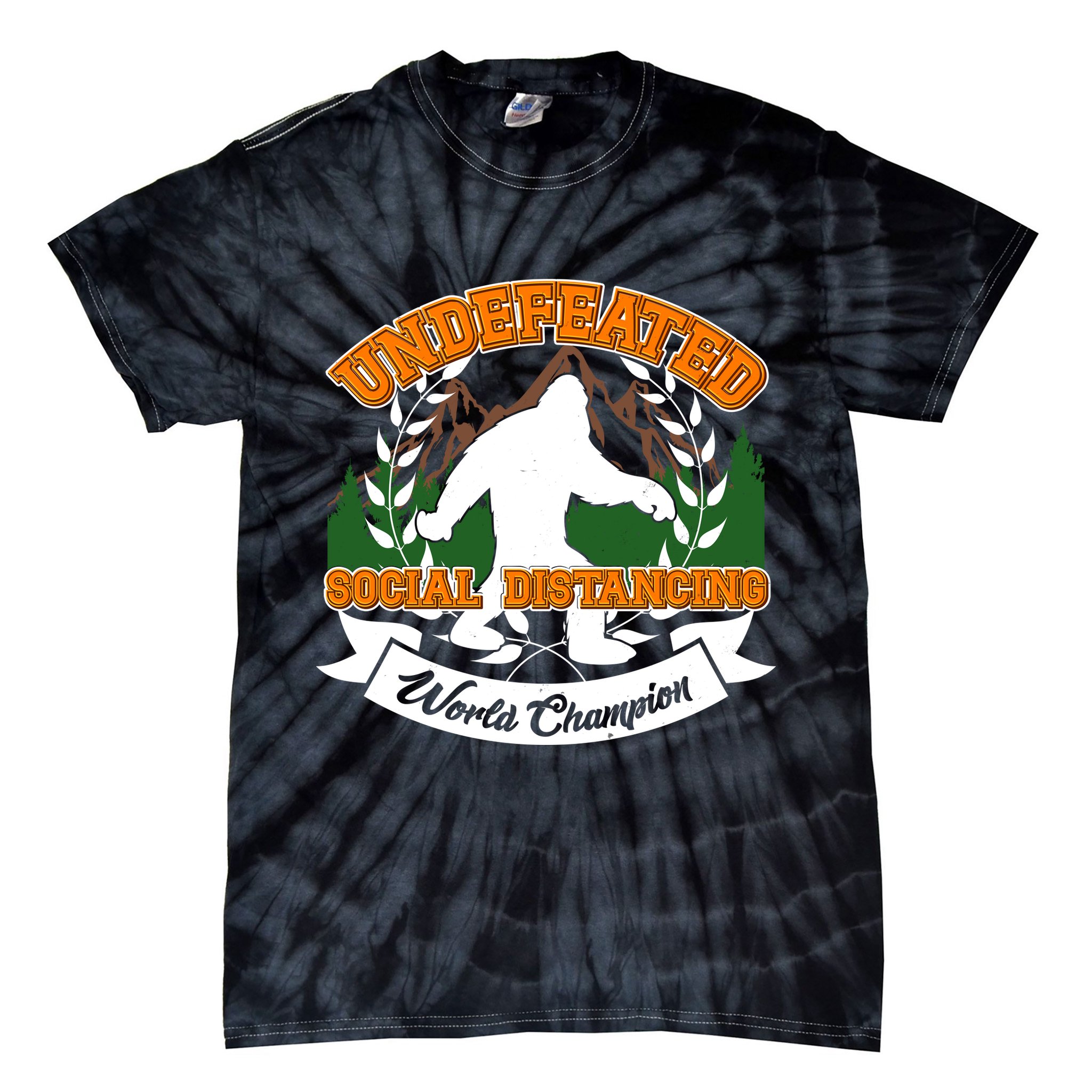 Undefeated Sasquatch Social Distancing Bigfoot Tie-Dye T-Shirt