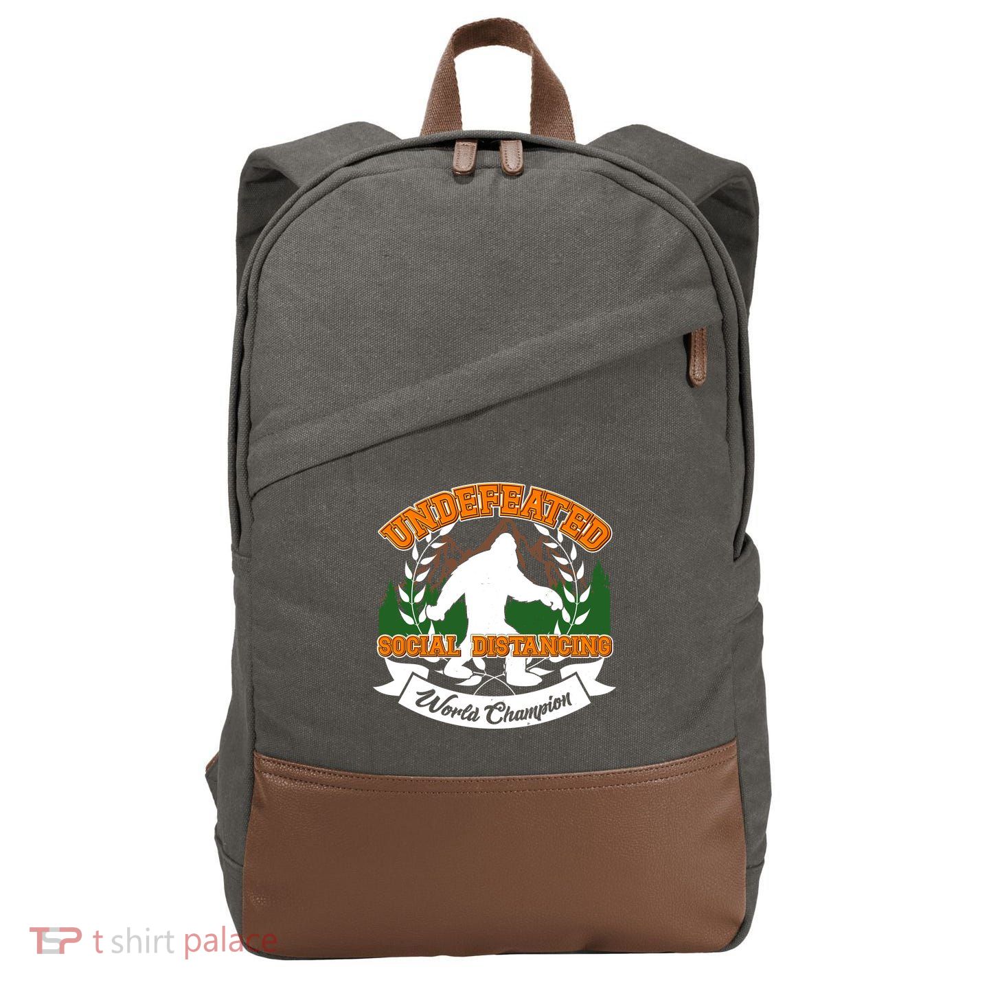 Undefeated Sasquatch Social Distancing Bigfoot Cotton Canvas Backpack