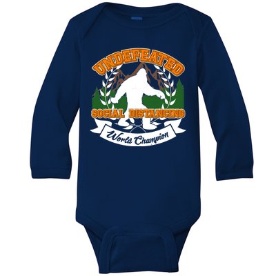 Undefeated Sasquatch Social Distancing Bigfoot Baby Long Sleeve Bodysuit