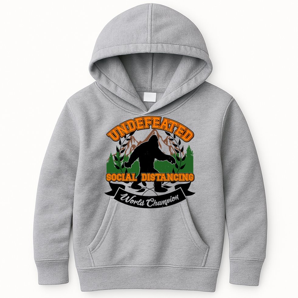 Undefeated Sasquatch Social Distancing Bigfoot Kids Hoodie