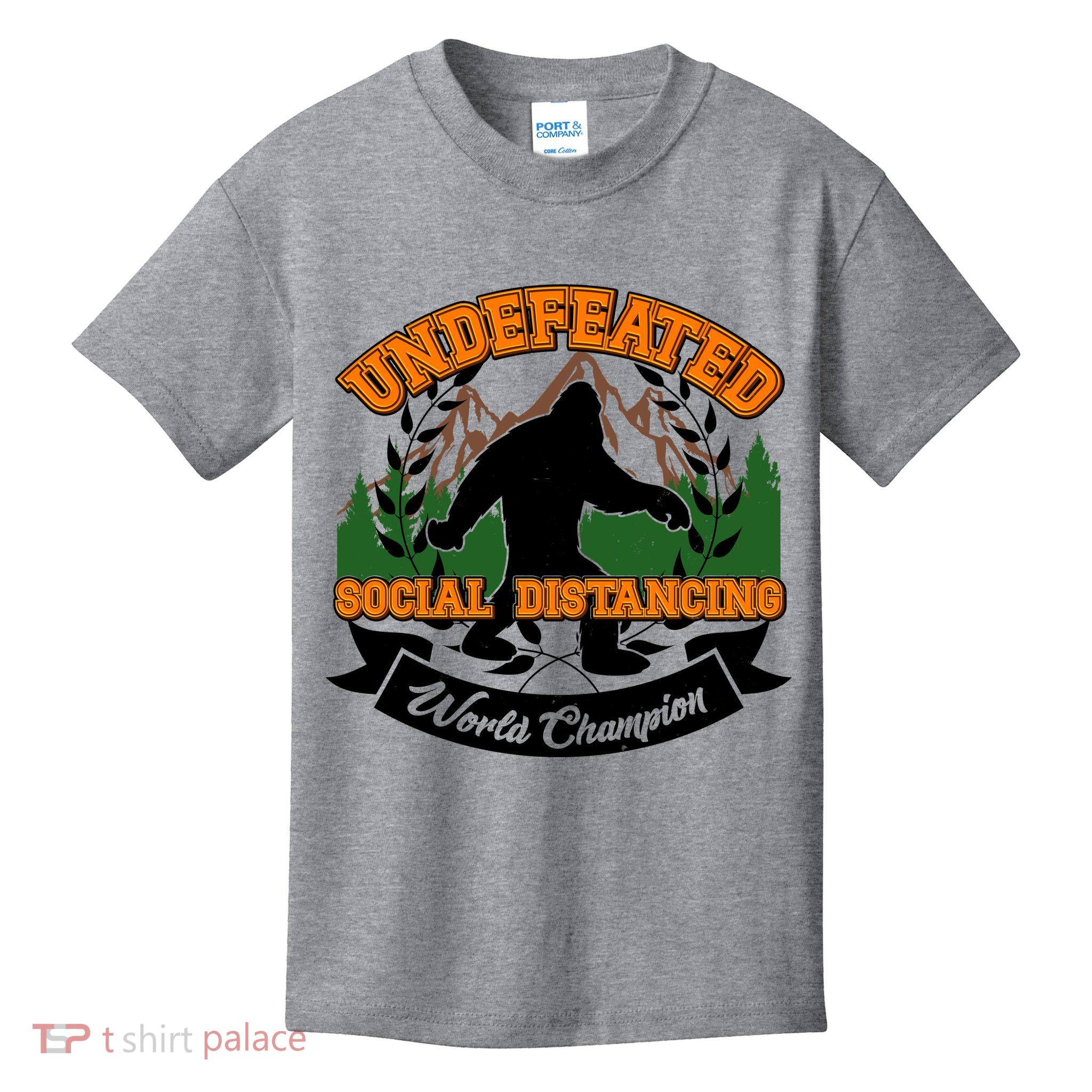 Undefeated Sasquatch Social Distancing Bigfoot Kids T-Shirt