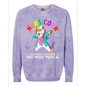 Unicorn Nurse Funny Nursicorn Rainbow Nursing RN Gift Women Colorblast Crewneck Sweatshirt