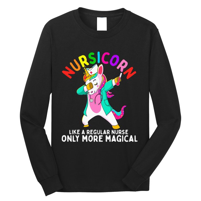 Unicorn Nurse Funny Nursicorn Rainbow Nursing RN Gift Women Long Sleeve Shirt