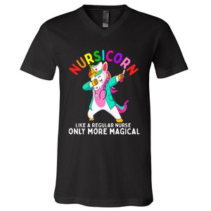 Unicorn Nurse Funny Nursicorn Rainbow Nursing RN Gift Women V-Neck T-Shirt