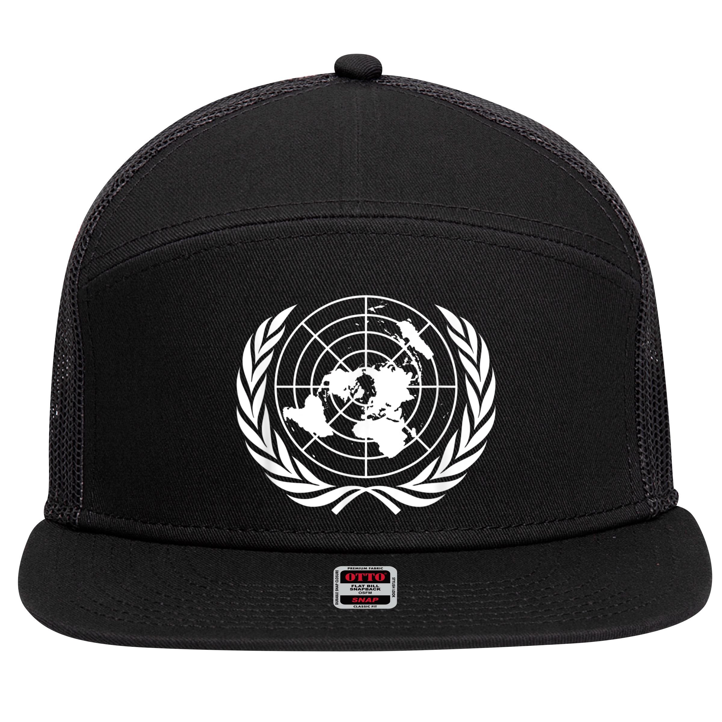 United Nations Flag Un United Nations Emblem 7 Panel Mesh Trucker Snapback Hat