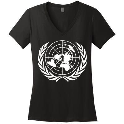 United Nations Flag Un United Nations Emblem Women's V-Neck T-Shirt