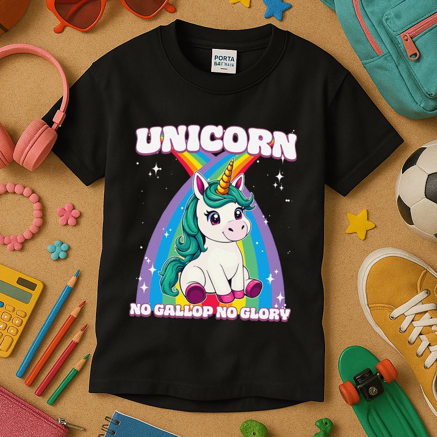 Unicorn No Gallop No Glory Unicorn .Png Kids T-Shirt