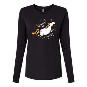 Unicorn Believe In Magic Womens Cotton Relaxed Long Sleeve T-Shirt