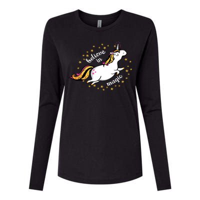 Unicorn Believe In Magic Womens Cotton Relaxed Long Sleeve T-Shirt