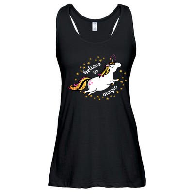 Unicorn Believe In Magic Ladies Essential Flowy Tank