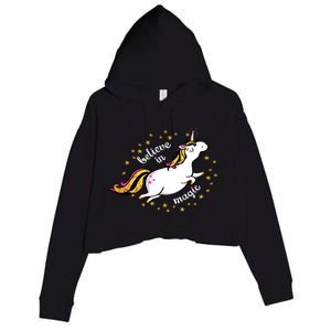 Unicorn Believe In Magic Crop Fleece Hoodie