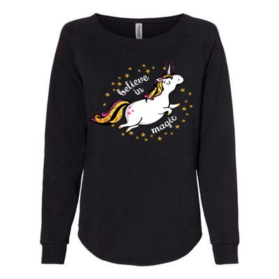 Unicorn Believe In Magic Womens California Wash Sweatshirt