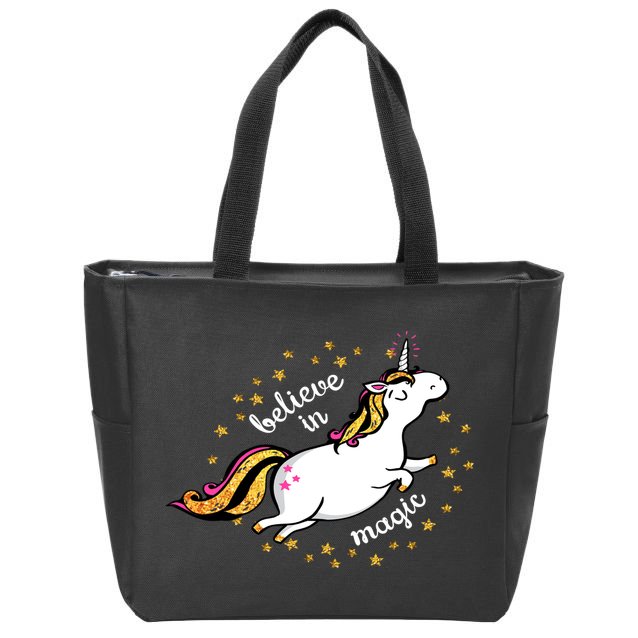 Unicorn Believe In Magic Zip Tote Bag