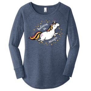 Unicorn Believe In Magic Women's Perfect Tri Tunic Long Sleeve Shirt