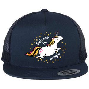 Unicorn Believe In Magic Flat Bill Trucker Hat