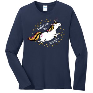 Unicorn Believe In Magic Ladies Long Sleeve Shirt