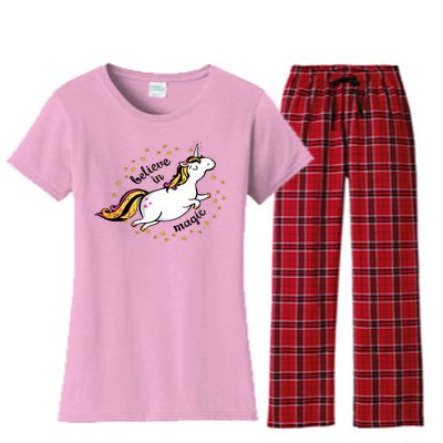 Unicorn Believe In Magic Women's Flannel Pajama Set