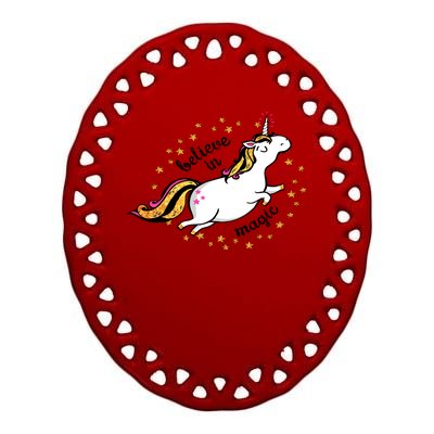 Unicorn Believe In Magic Ceramic Oval Ornament