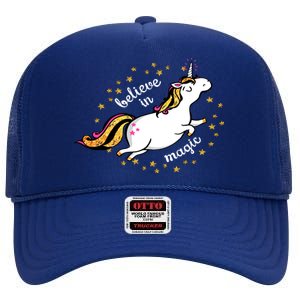 Unicorn Believe In Magic High Crown Mesh Back Trucker Hat