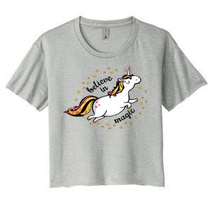 Unicorn Believe In Magic Women's Crop Top Tee