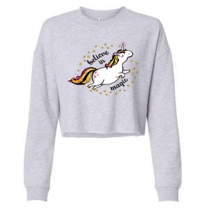 Unicorn Believe In Magic Cropped Pullover Crew