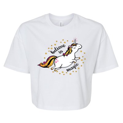 Unicorn Believe In Magic Bella+Canvas Jersey Crop Tee