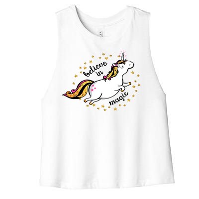 Unicorn Believe In Magic Women's Racerback Cropped Tank