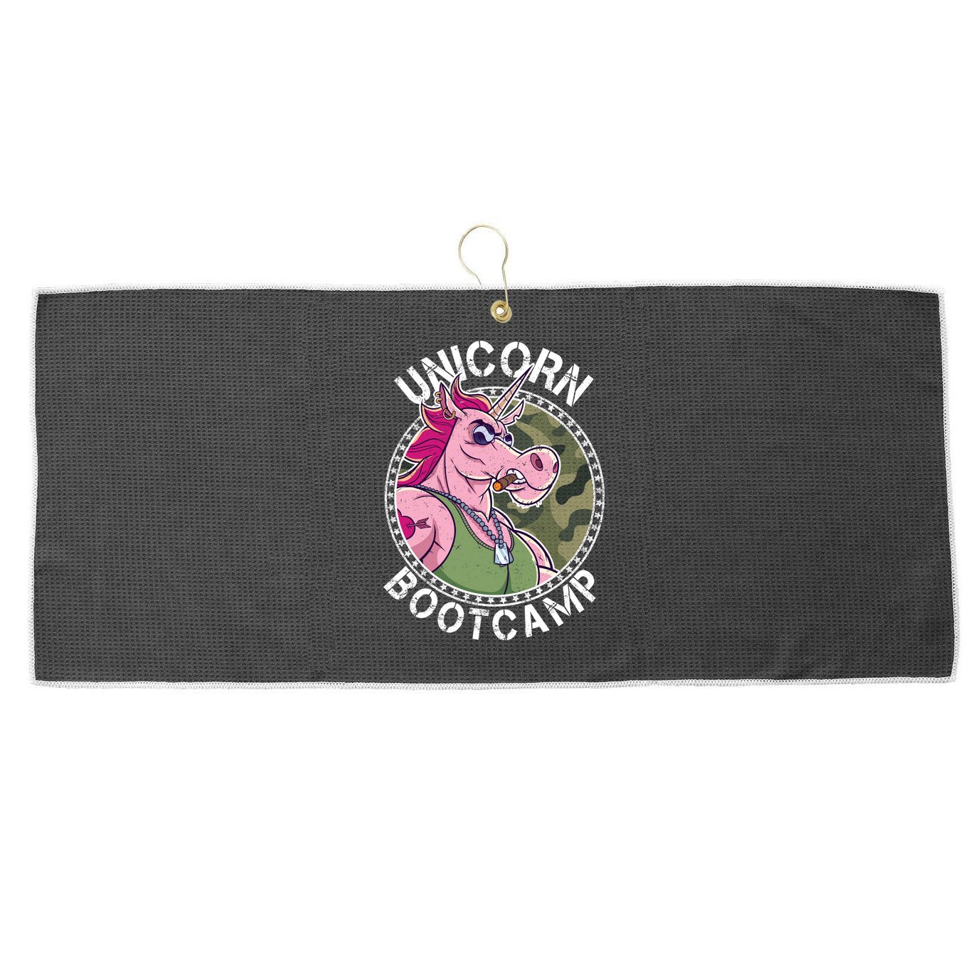 Unicorn Boot Camp Large Microfiber Waffle Golf Towel