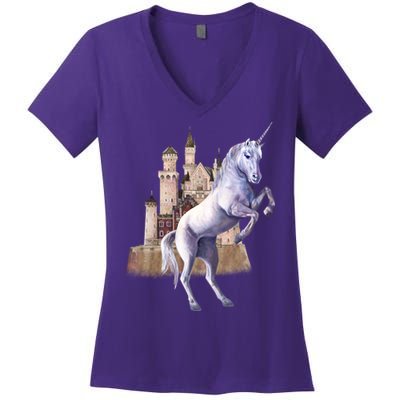 Unicorn Castle Women's V-Neck T-Shirt