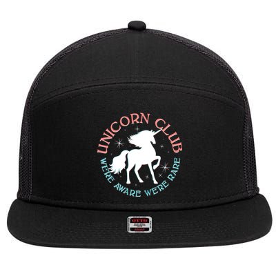 Unicorn Club We're Aware We're Rare 7 Panel Mesh Trucker Snapback Hat