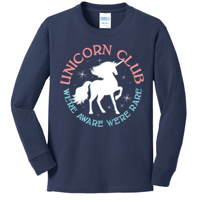 Unicorn Club We're Aware We're Rare Kids Long Sleeve Shirt