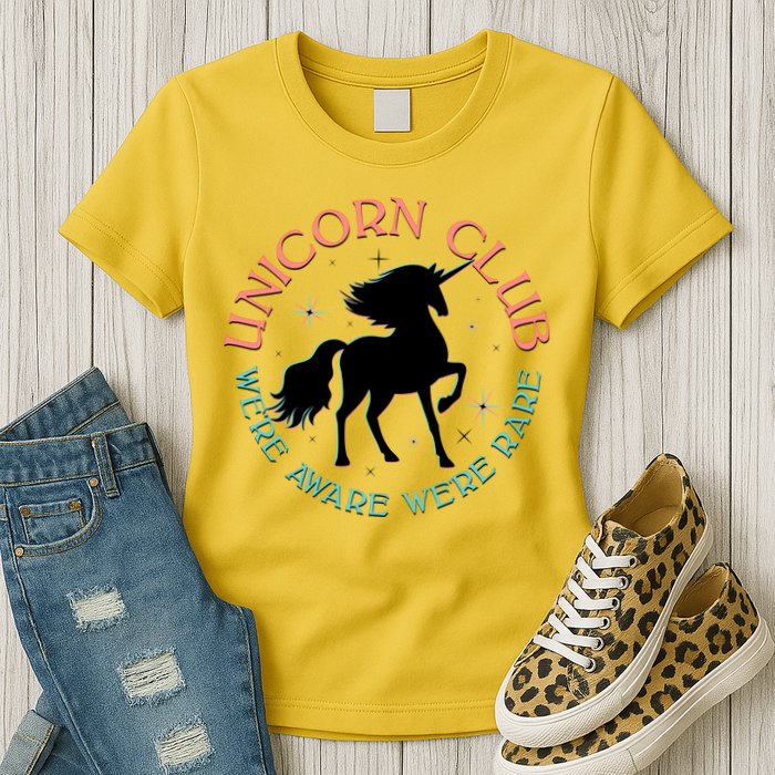 Unicorn Club We're Aware We're Rare Womens T-Shirt