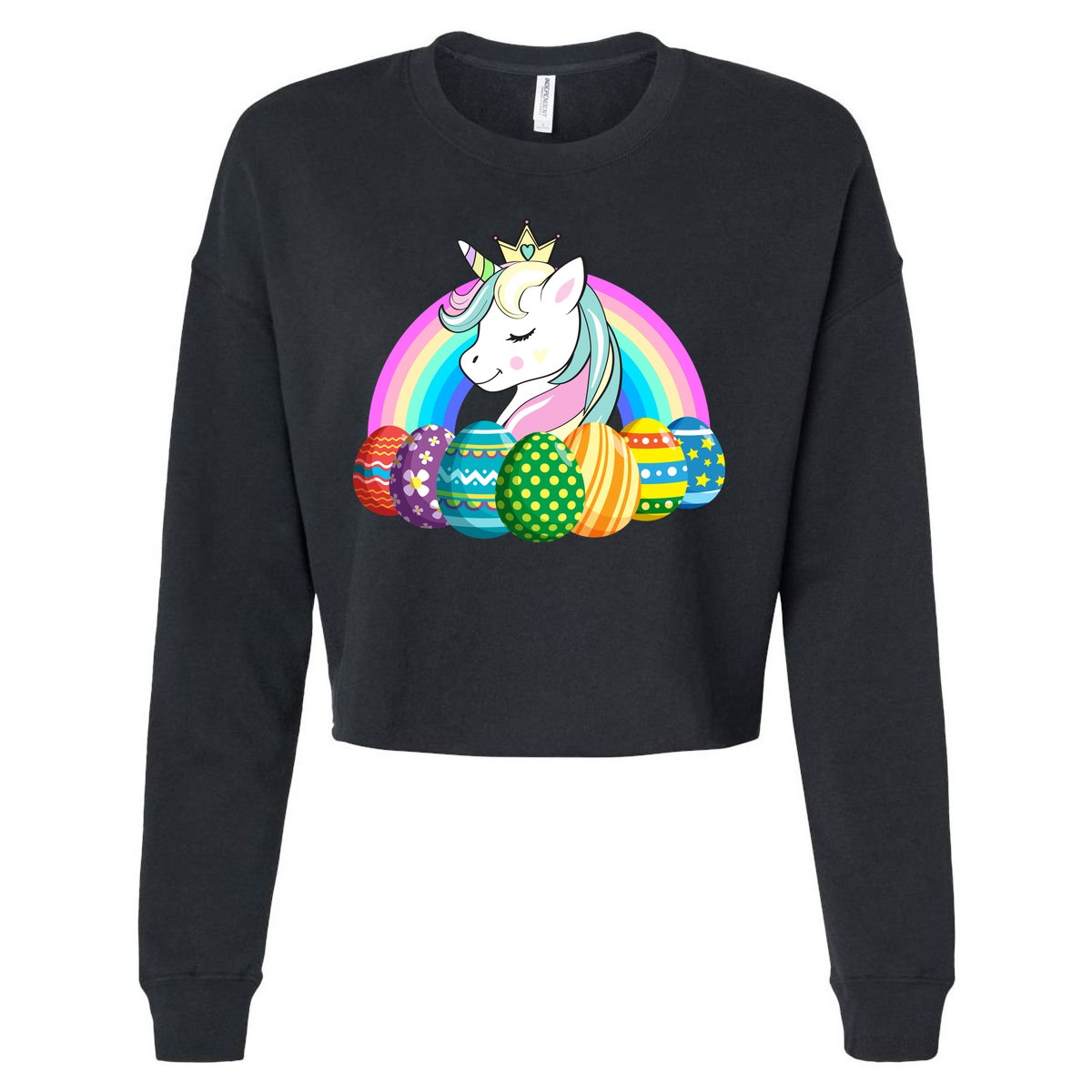 Unicorn Easter Eggs Cropped Pullover Crew
