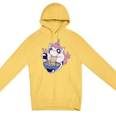 Unicorn Eating Ramen Noodles Premium Pullover Hoodie