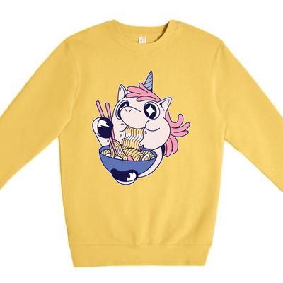 Unicorn Eating Ramen Noodles Premium Crewneck Sweatshirt