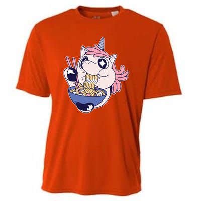 Unicorn Eating Ramen Noodles Cooling Performance Crew T-Shirt