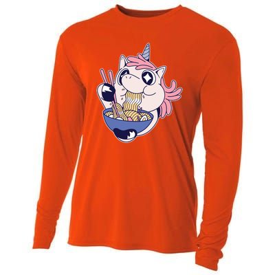 Unicorn Eating Ramen Noodles Cooling Performance Long Sleeve Crew