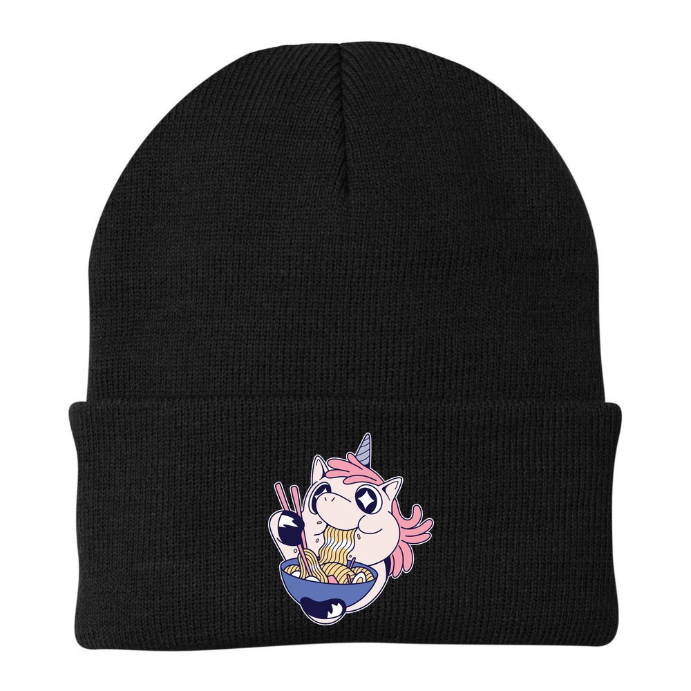 Unicorn Eating Ramen Noodles Beanie