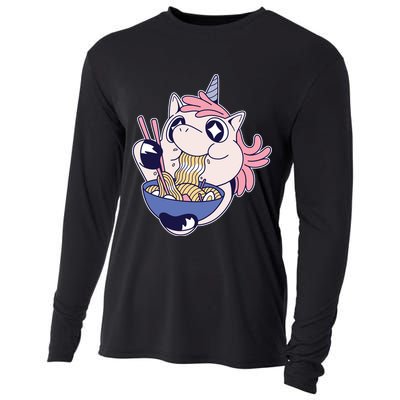 Unicorn Eating Ramen Noodles Cooling Performance Long Sleeve Crew